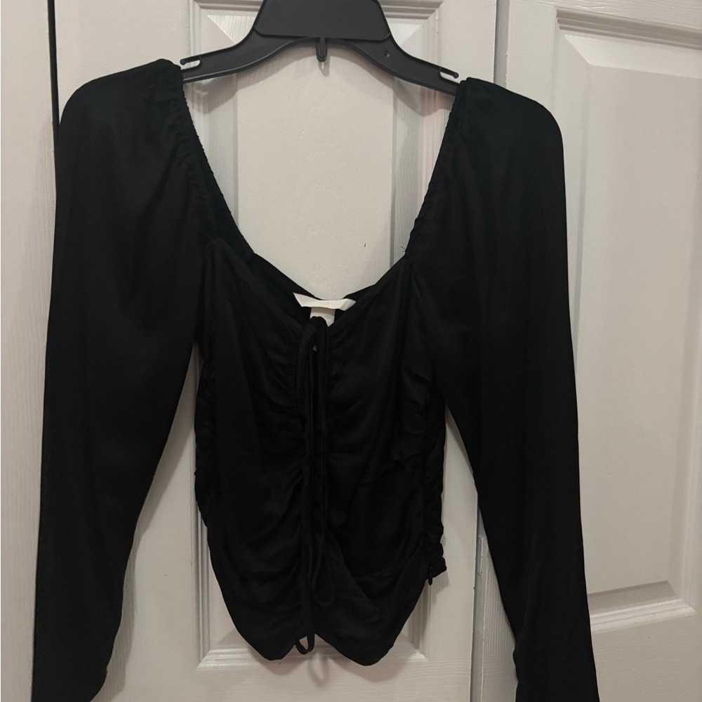 H&M Black Ruched Blouse